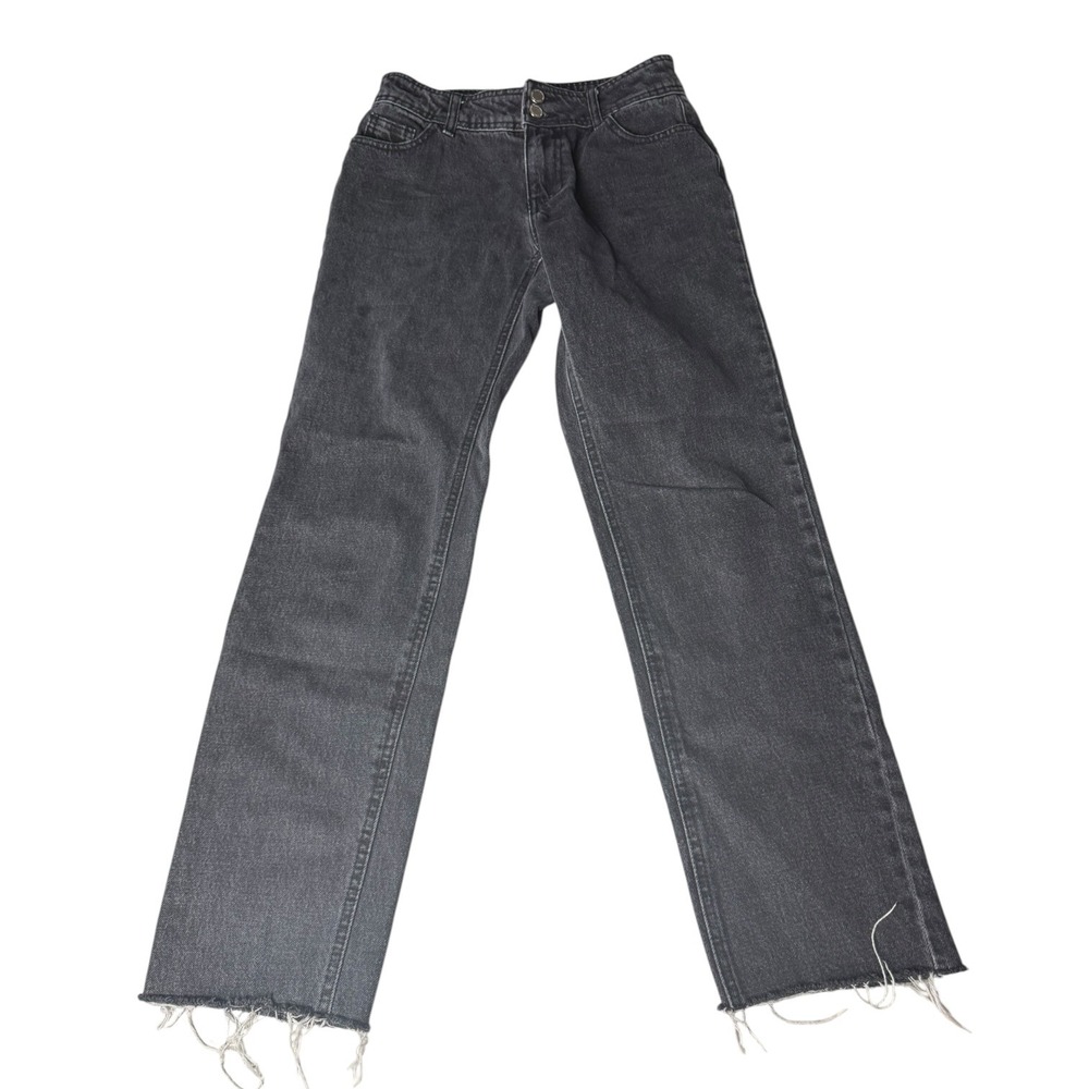 OAT New York Women Black Straight Leg Raw Hem Jeans Size 2/26 Streetwear